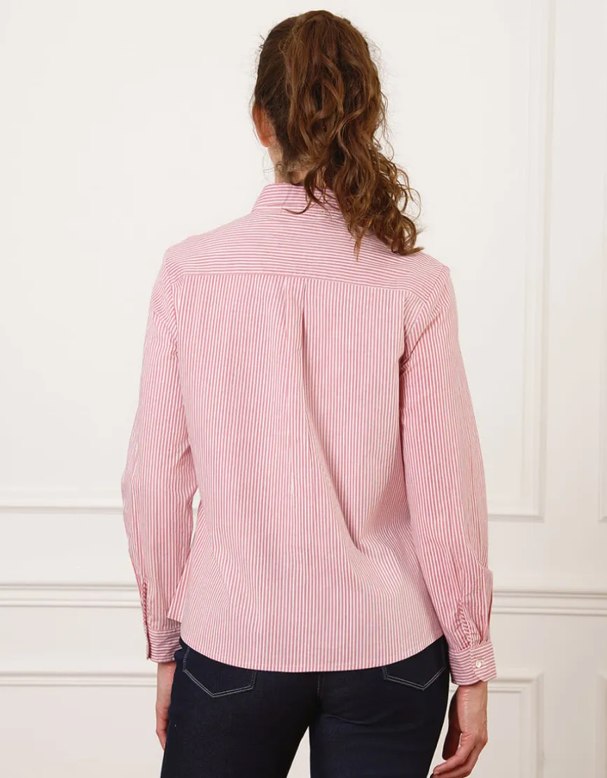 Chemisier coton rayé rose