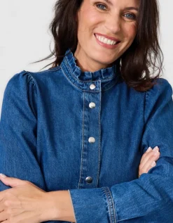 Chemisier jean coton bleu