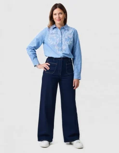 Chemisier rayé coton bleu