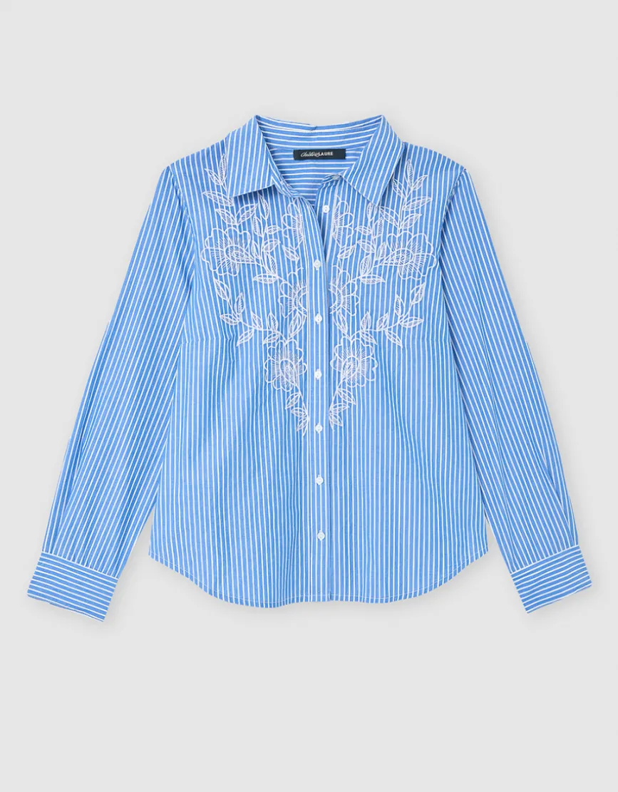 Chemisier rayé coton bleu