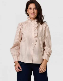 Chemisier rayures beige