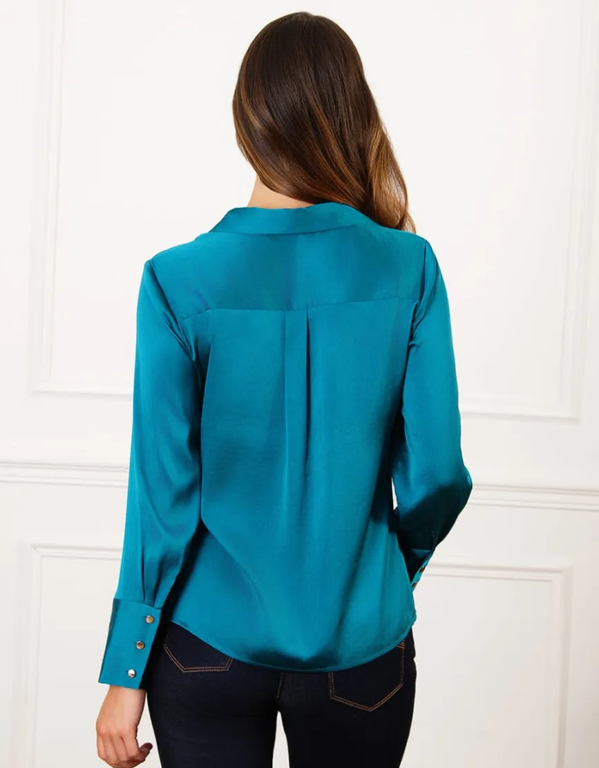 Chemisier satiné bleu