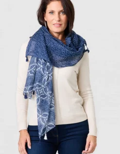 Foulard motif blanc bleu