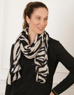 Foulard noir motif zèbre