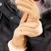 Gants camel suédine