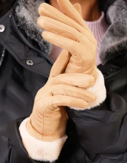Gants camel suédine