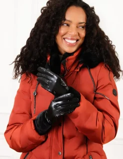 Gants noir laqué
