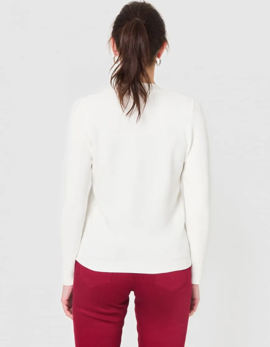 Gilet long ajouré écru