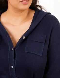 Gilet long boutons bleu