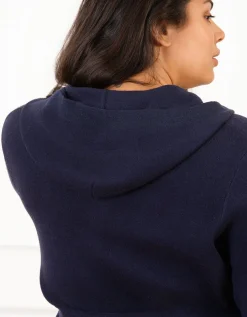 Gilet long boutons bleu