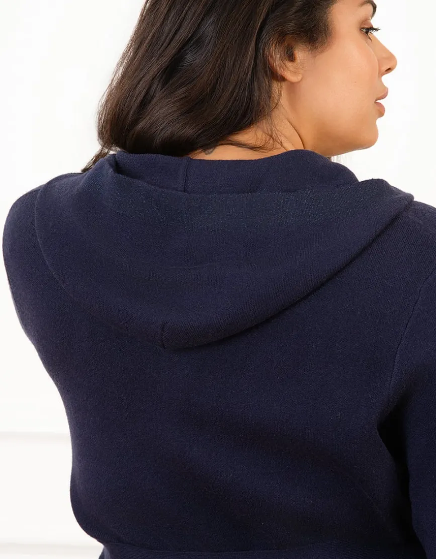 Gilet long boutons bleu