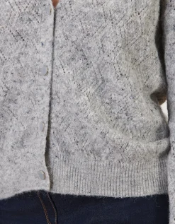 Gilet maille ajourée gris