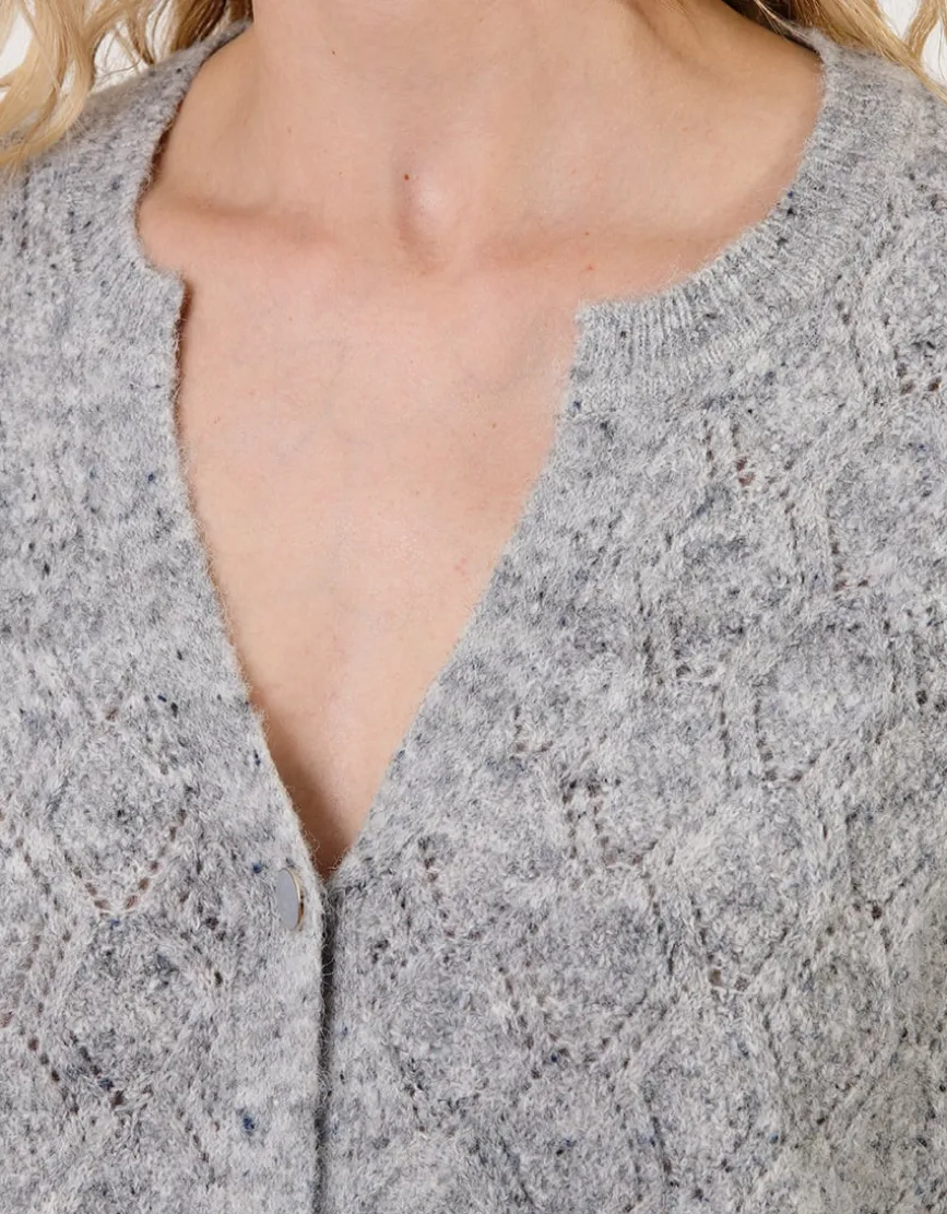 Gilet maille ajourée gris