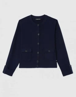Gilet maille bouton bleu