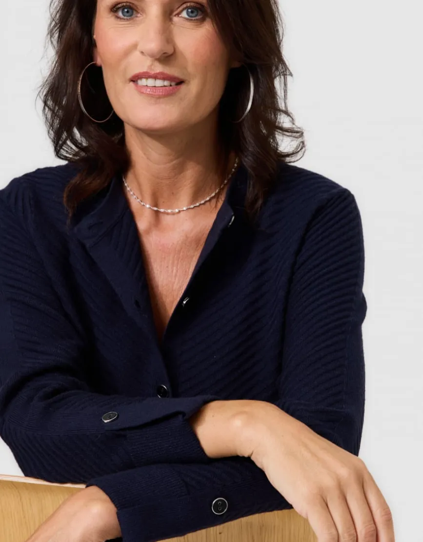 Gilet maille bouton bleu