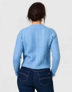 Gilet épais torsade bleu
