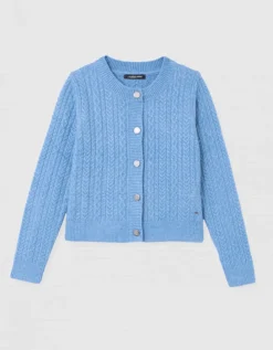 Gilet épais torsade bleu