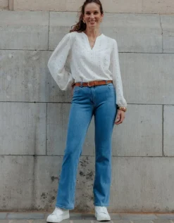 Jean flare coton bleu
