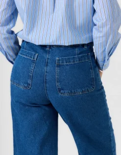 Jean large 7/8 bleu