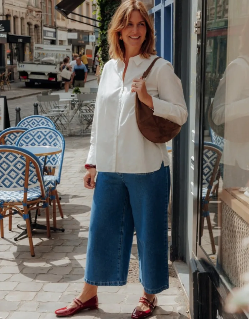 Jean large 7/8 bleu