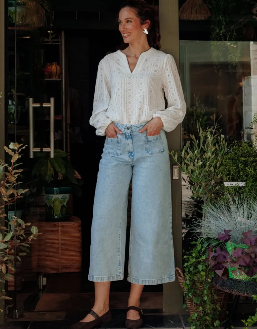 Jean large 7/8 bleu clair