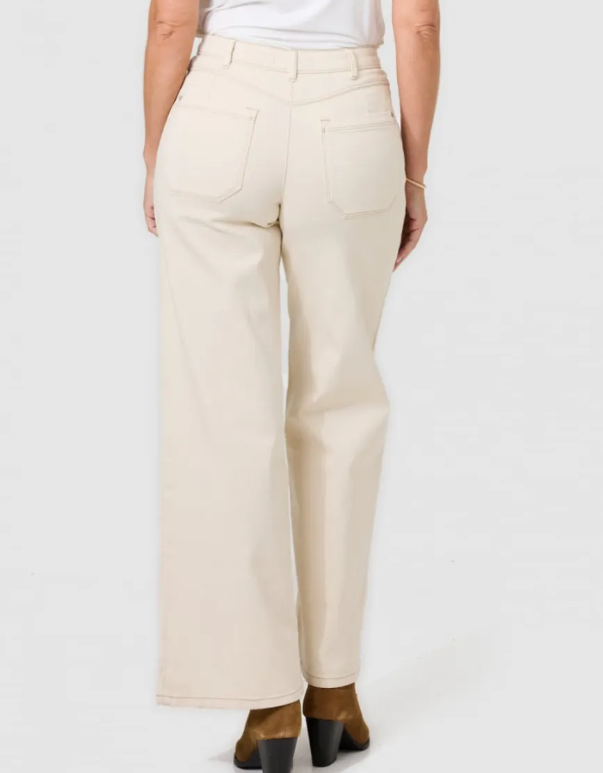 Jean large coton beige