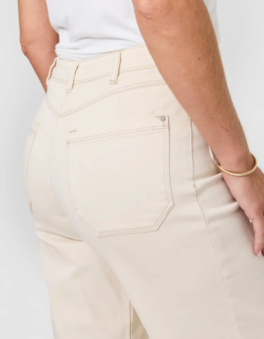 Jean large coton beige