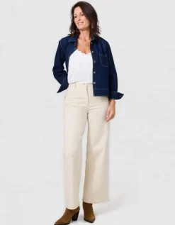 Jean large coton beige