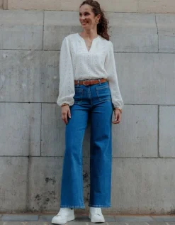 Jean large coton bleu