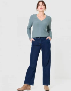 Jean large coton bleu