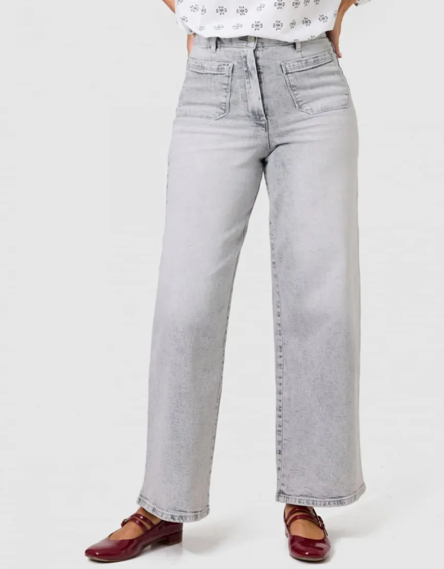 Jean large coton gris