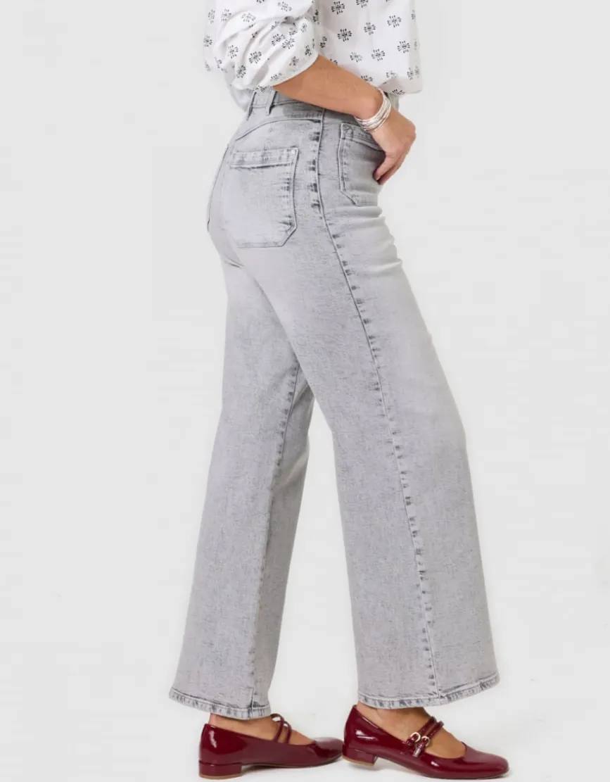 Jean large coton gris