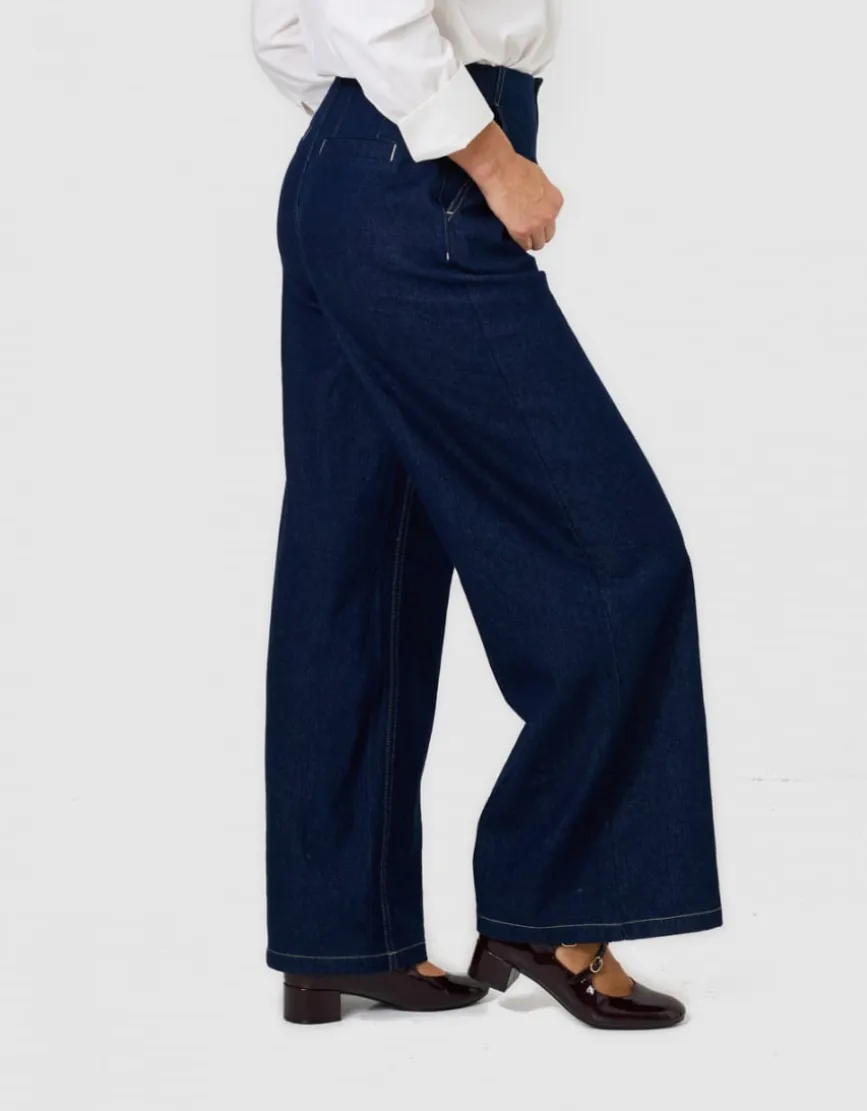 Jean large pince bleu