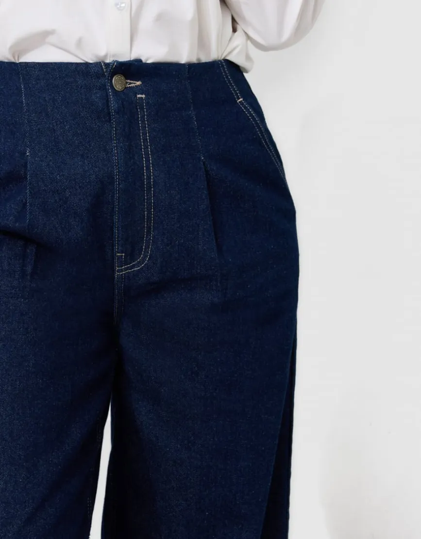 Jean large pince bleu