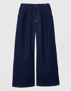 Jean large pince bleu