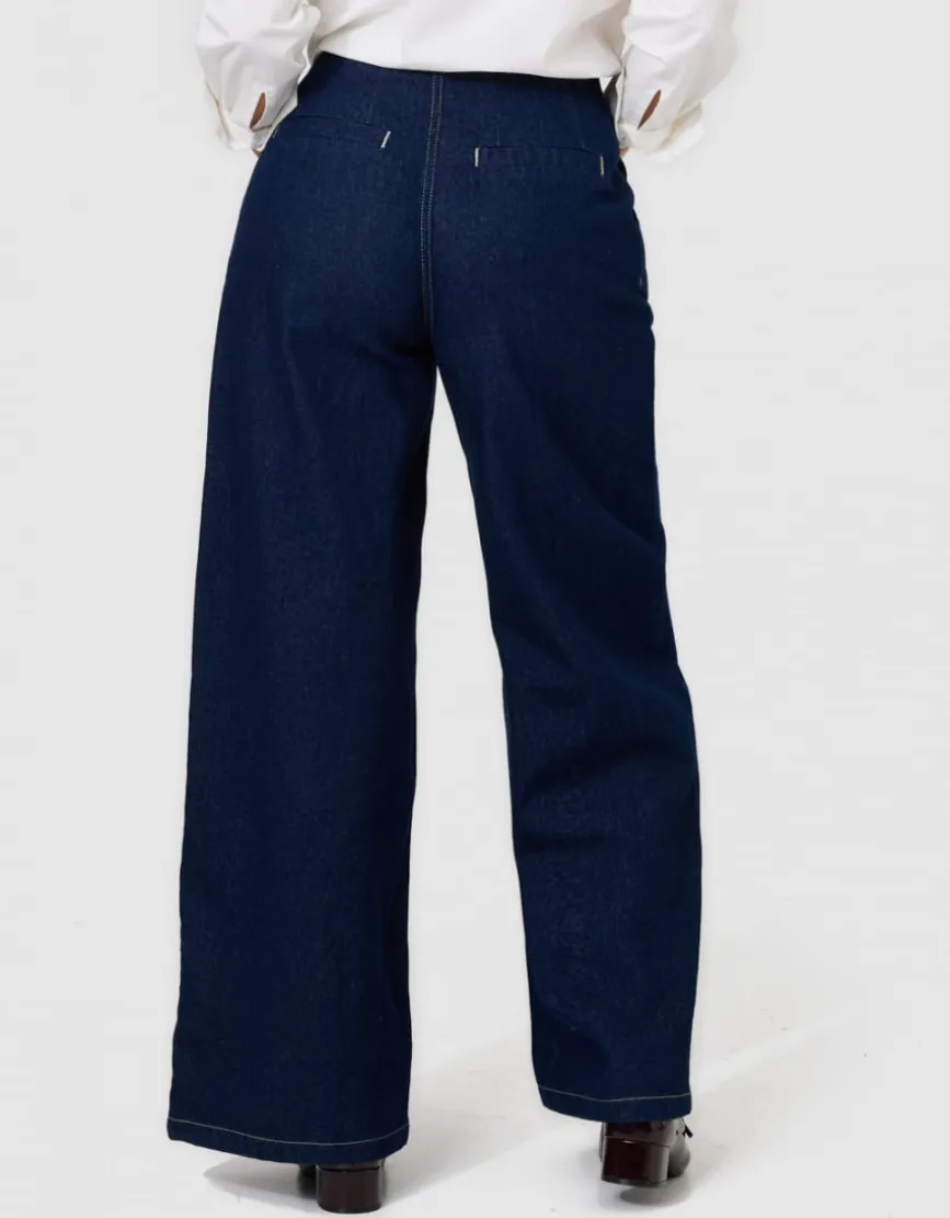 Jean large pince bleu