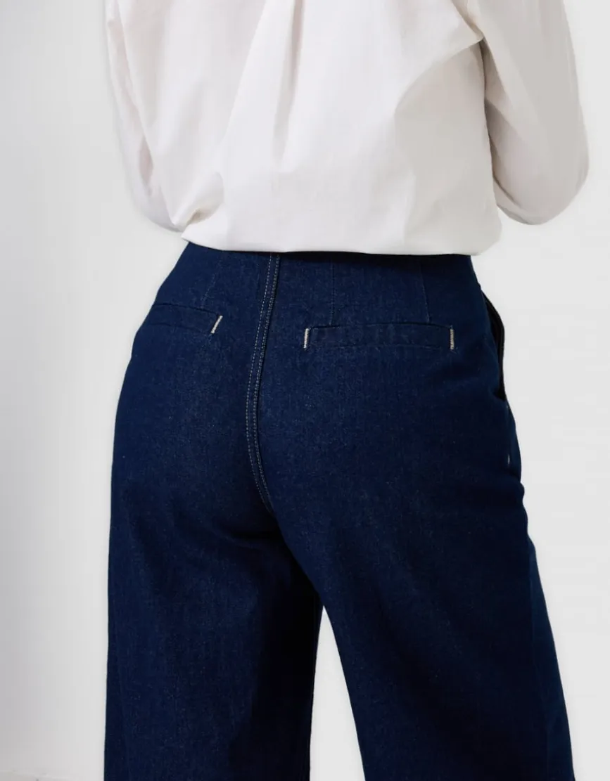 Jean large pince bleu