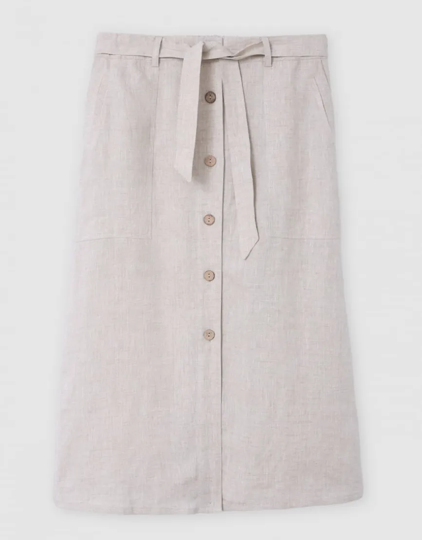 Jupe longue lin beige