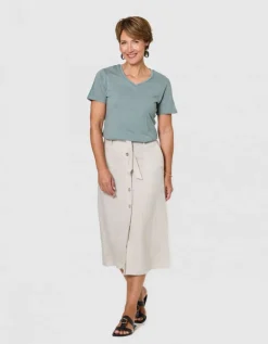 Jupe longue lin beige