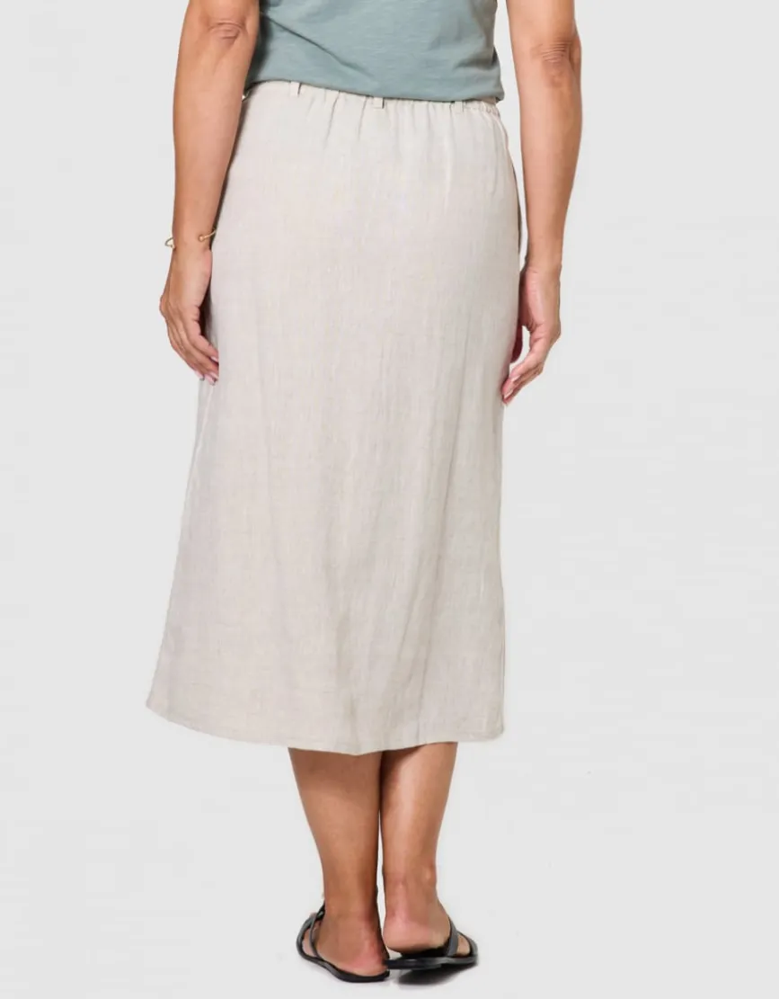 Jupe longue lin beige