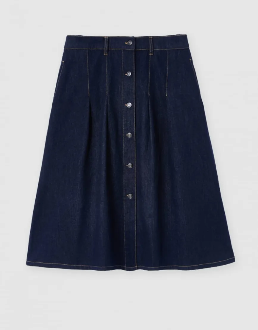 Jupe mi-longue jean brut