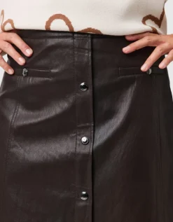 Jupe simili cuir marron