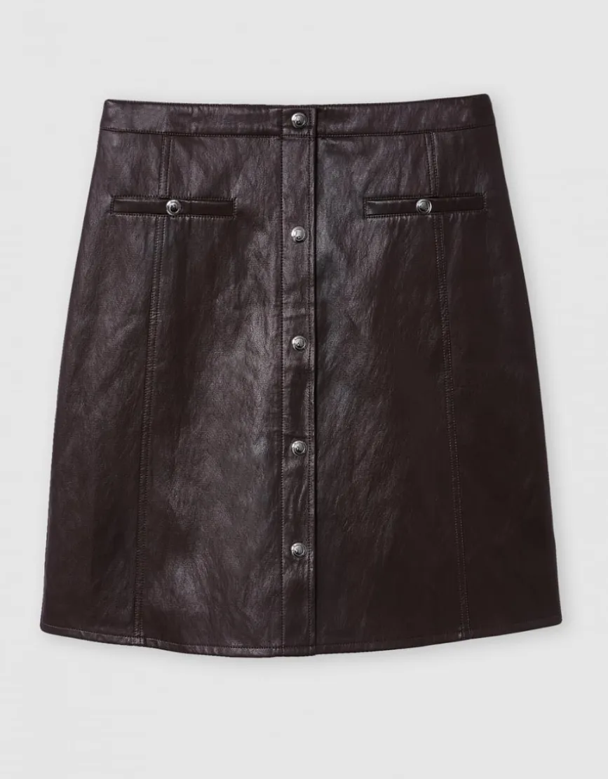 Jupe simili cuir marron