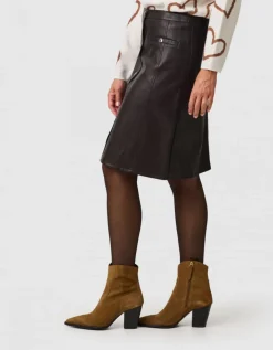 Jupe simili cuir marron