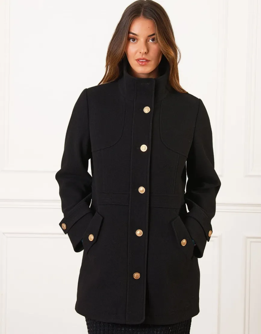 Manteau chic noir boutons