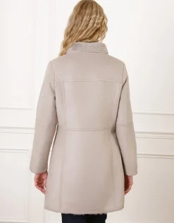 Manteau peau lainée taupe