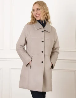 Manteau peau lainée taupe