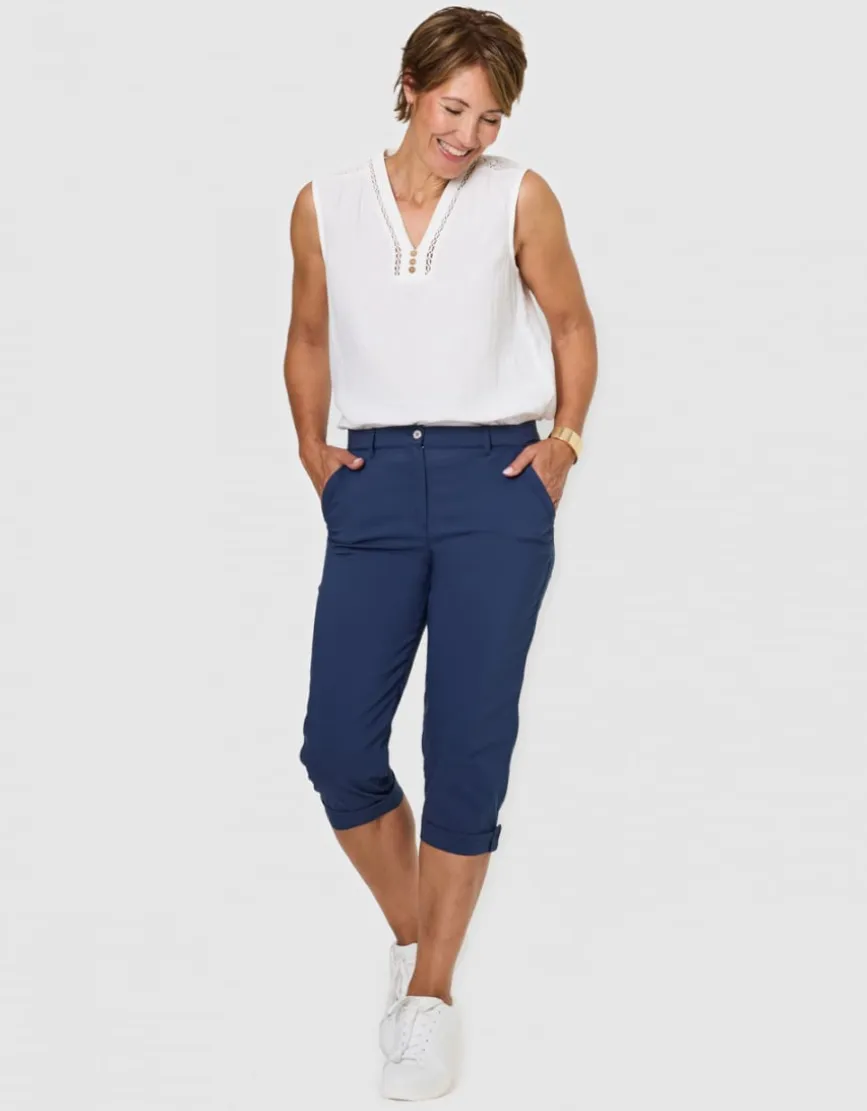 Pantacourt coton bleu