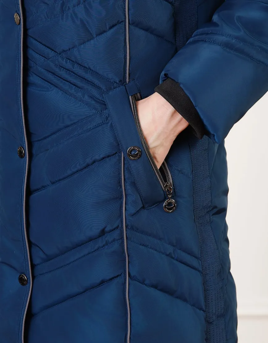 Parka longue bleu marine