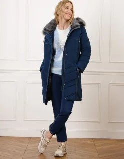Parka longue bleu marine